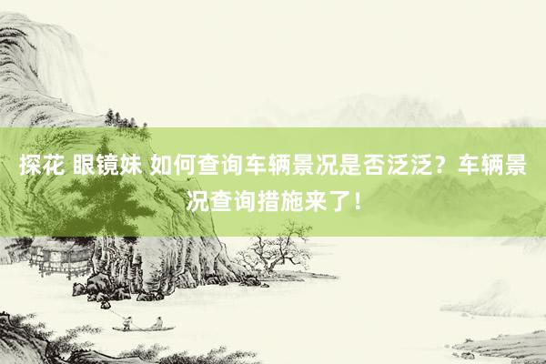 探花 眼镜妹 如何查询车辆景况是否泛泛？车辆景况查询措施来了！