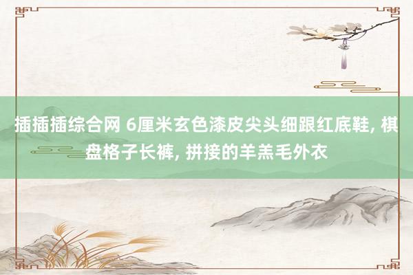 插插插综合网 6厘米玄色漆皮尖头细跟红底鞋， 棋盘格子长裤， 拼接的羊羔毛外衣